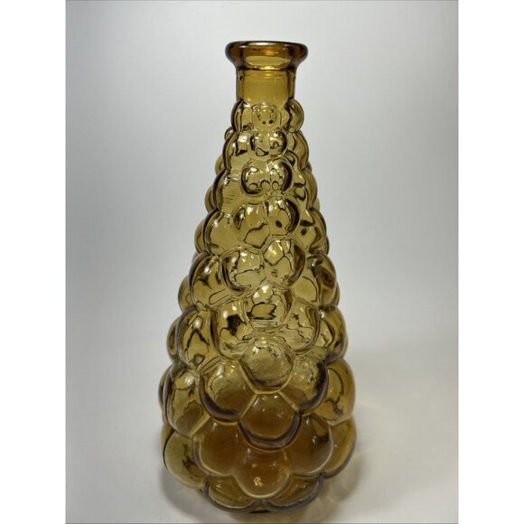 VTG 60s MCM Amber Honey Comb Bubble Glass Genie Bottle Vase. 3/25/24.C. - Picture 2 of 5